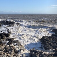 Buy canvas prints of A rough sea at Porthcawl  by Gaynor Ball
