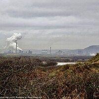 Buy canvas prints of Port Talbot steel works from Kenfig  by Gaynor Ball