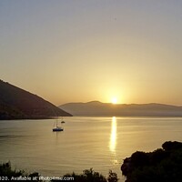 Buy canvas prints of Sunrise over Ithaka from Agia Efimia  by Gaynor Ball