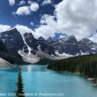 Buy canvas prints of THE JEWEL OF THE ROCKIES. Panoramic view of spectacular natural turquoise color lake  by PhotOvation-Akshay Thaker
