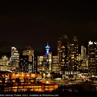 Buy canvas prints of The city of Calgary's downtown skyline night view.  by PhotOvation-Akshay Thaker