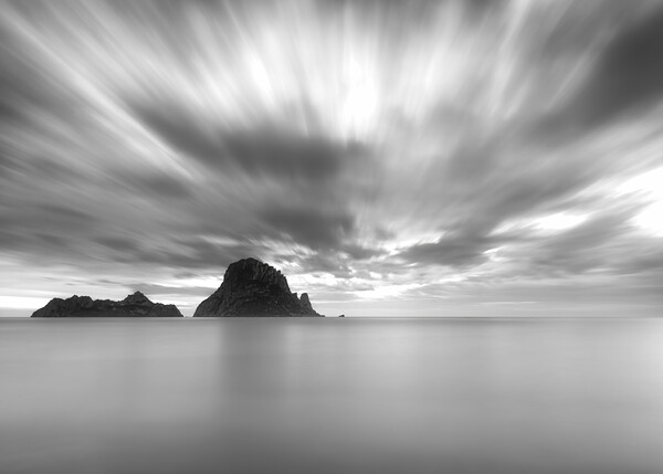 Cloudy black and white sunset in Es Vedra, Ibiza Picture Board by Vicen Photo