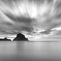 Buy canvas prints of Cloudy black and white sunset in Es Vedra, Ibiza by Vicen Photo