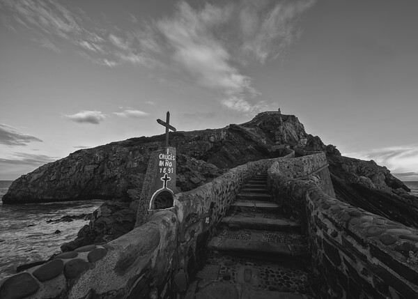 San Juan de Gaztelugatxe in black and white Picture Board by Vicen Photo