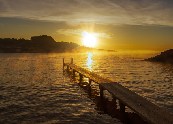Photography with the s´estanyol cove of Ibiza at dawn Picture Board by Vicen Photo