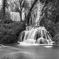 Buy canvas prints of Photography with a double waterfall in long exposure and black and white by Vicen Photo