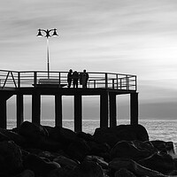 Buy canvas prints of Photography with a sunrise at sea in black and white by Vicen Photo