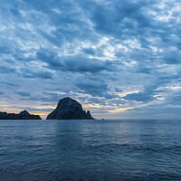 Buy canvas prints of Photography with a cloudy sunset from Cala d'hort with Es Vedra as the protagonist by Vicen Photo