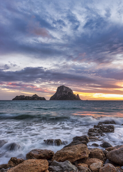 Photography with Es Vedrá from Cala d'hort in a cloudy sunset in Ibiza Picture Board by Vicen Photo