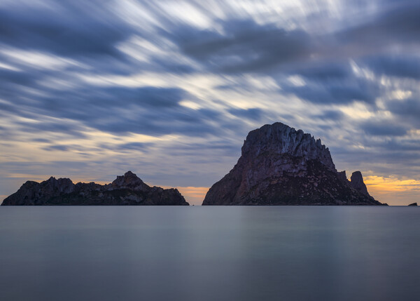 Photography with Es Vedra in long exposure in a cloudy sunset Picture Board by Vicen Photo