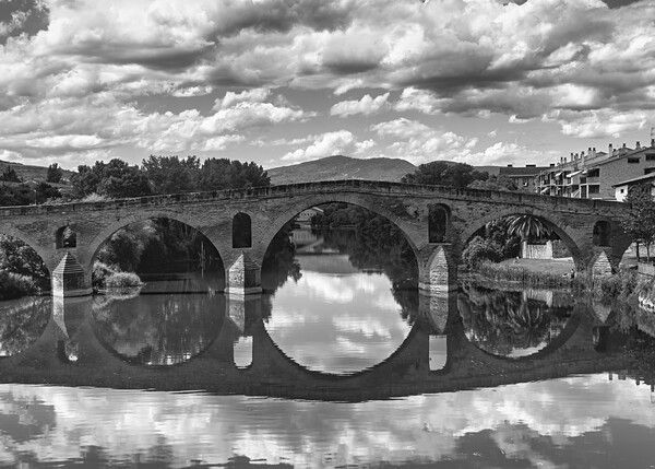 Photography with a Roman bridge on the Camino de Santiago in black and white Picture Board by Vicen Photo