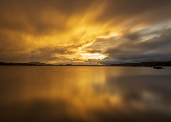 Photograph with a calm lake in Soria in a golden sunrise Picture Board by Vicen Photo