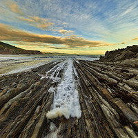 Buy canvas prints of Photography with the flysch of Zumaya in a sunset by Vicen Photo