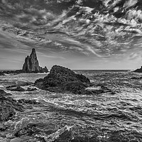 Buy canvas prints of Photography with the rough seas in a dramatic black and white seascape by Vicen Photo