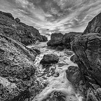 Buy canvas prints of Photograph with a dramatic landscape between the rocks in a small cove by Vicen Photo