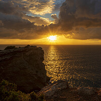 Buy canvas prints of Photography with the sunrise sun between the clouds and the sea of Ibiza by Vicen Photo