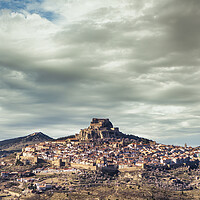 Buy canvas prints of Photography with the town of Morella under a cloudy sky by Vicen Photo