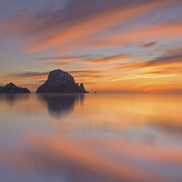 Buy canvas prints of Montage of a sunset in Es Vedra and its reflection in the water by Vicen Photo