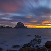 Buy canvas prints of Es Vedra from the coast of Ibiza in a cloudy sunset by Vicen Photo