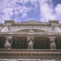 Buy canvas prints of Facade detail of Santa Croce church Lecce Italy by Sergio Falzone