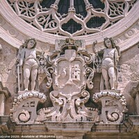 Buy canvas prints of Detail of the facade of the church of Santa Croce in Lecce, Italy by Sergio Falzone