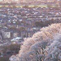 Buy canvas prints of Snowy town during morning light, Buxton by Christopher Shoults