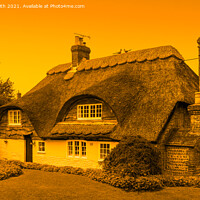 Buy canvas prints of British Thatched Flint Cottage by Geoff Smith
