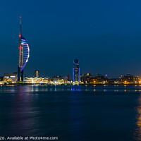 Buy canvas prints of Night view of Portsmouth by Geoff Smith