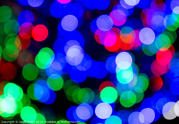 Blurred Colourful Christmas Lights Picture Board by Geoff Smith