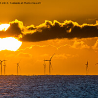 Buy canvas prints of Sunrise over Rampion Wind Farm by Geoff Smith