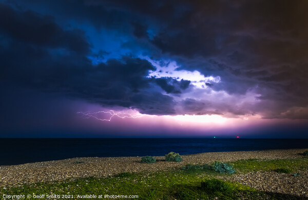 Lightning at Sea in Littlehampton Picture Board by Geoff Smith