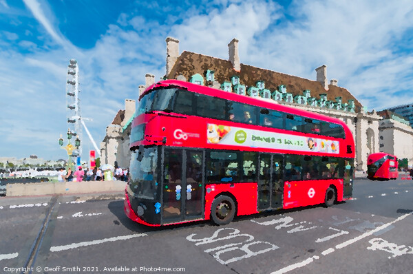 Routemaster Bus in London - Painterly Picture Board by Geoff Smith