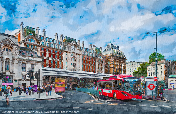 London Victoria Station Painterly Picture Board by Geoff Smith