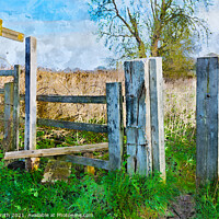 Buy canvas prints of Wooden Countryside Stile Painterly by Geoff Smith