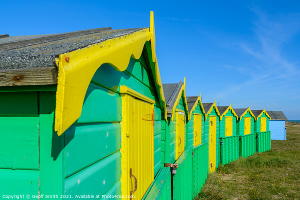 Littlehampton Beach Huts Picture Board by Geoff Smith