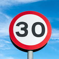 Buy canvas prints of Thirty miles per hour road sign by Allan Bell