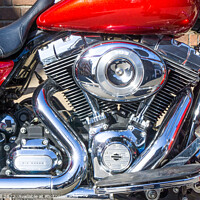 Buy canvas prints of Engine block detail Harley Davidson motorbike by Allan Bell