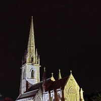 Buy canvas prints of Marble Church Bodelwyddan at night by Allan Bell