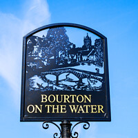 Buy canvas prints of Town sign Bourton-on-the-Water. by Allan Bell