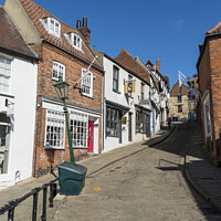 Buy canvas prints of Steep Hill pedestrian traffic junction Lincoln cit by Allan Bell