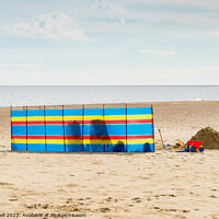 Buy canvas prints of Windbreak on south beach Lowestoft by Allan Bell