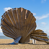 Buy canvas prints of Maggi Hamblings Scallop sculpture on Aldeburgh bea by Allan Bell