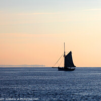 Buy canvas prints of Sloop Silhouette Early Morning by Allan Bell