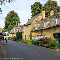 Buy canvas prints of Snowshill Village Cottages and Horses by Allan Bell
