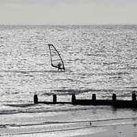 Buy canvas prints of Wind surfer 0ff Bognor Beach by Allan Bell