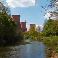 Buy canvas prints of Ironbridge Cooling Towers on river Severn by Allan Bell