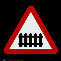 Buy canvas prints of  Railway Level Crossing Road Sign by Allan Bell