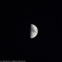 Buy canvas prints of First Quarter moon in Black Sky by Allan Bell