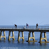 Buy canvas prints of Anglers on RNLI Pier Bembridge Isle of Wight by Allan Bell