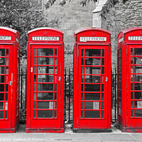 Buy canvas prints of Four red phone boxes  by Allan Bell